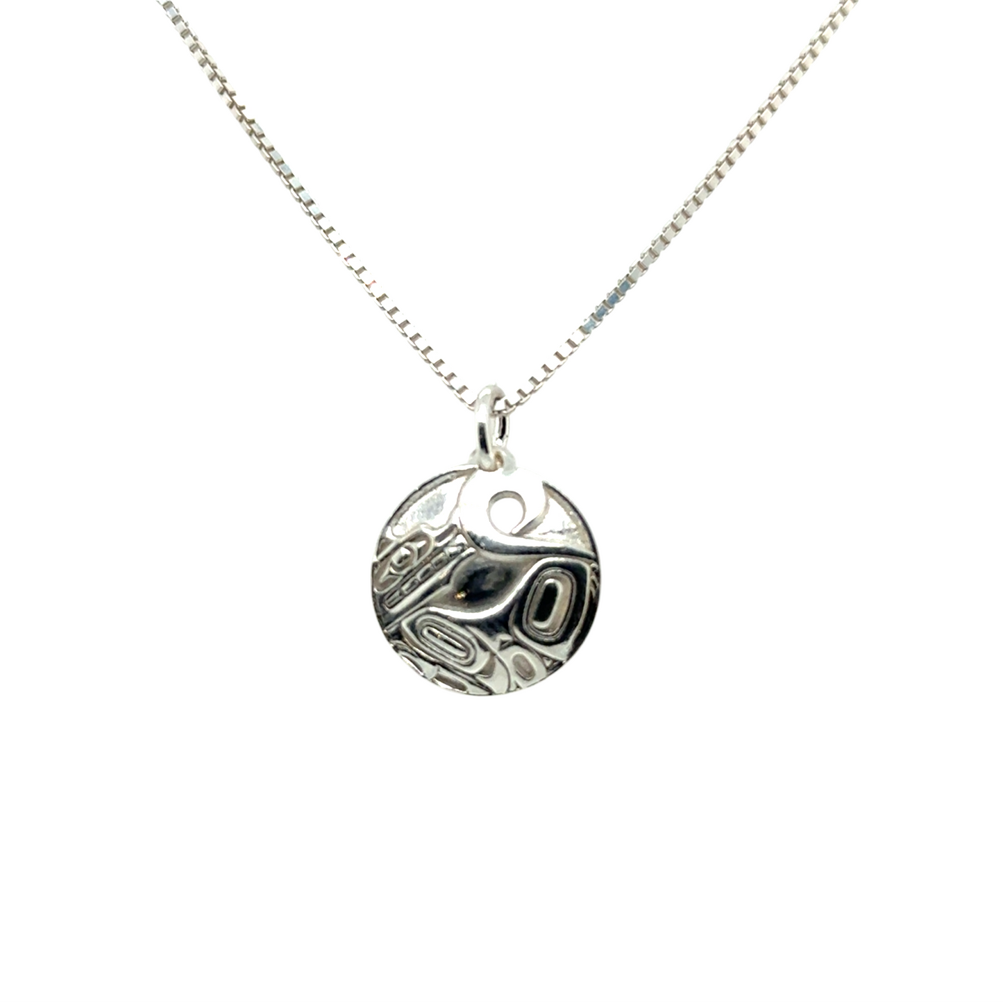 Pendant - Sterling Silver - Round - Wolf - Mini - 15mm