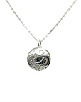 Pendant - Sterling Silver - Round - Wolf - Mini - 15mm