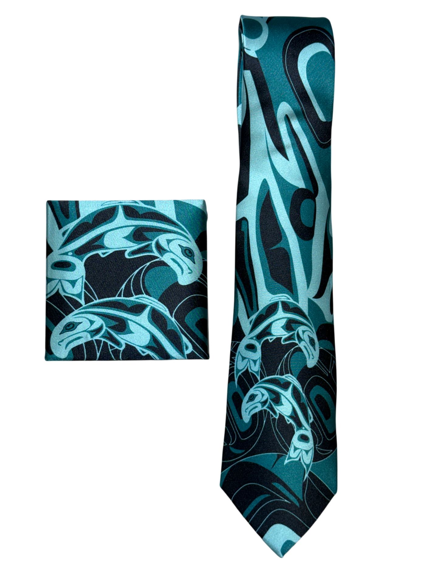 Tie - Silk - Salmon - Teal