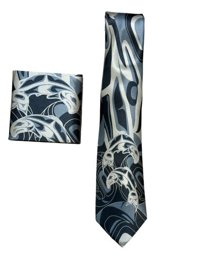Tie - Silk - Salmon - Grey