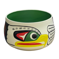 Ceramic Pot - Medium - Eagle - Yellow, Green, & Red