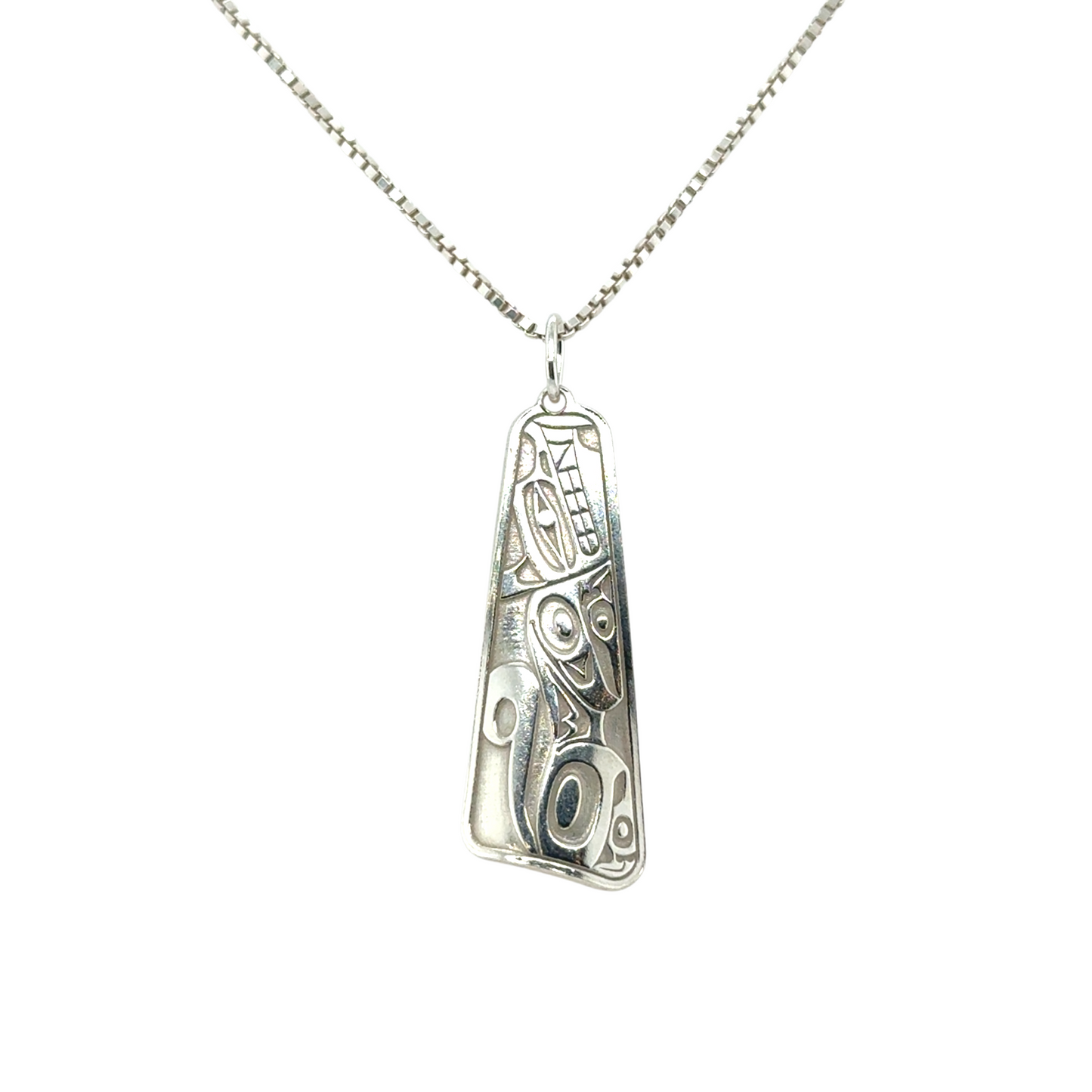 Pendant - Sterling Silver - Triangle - Wolf - 30mm