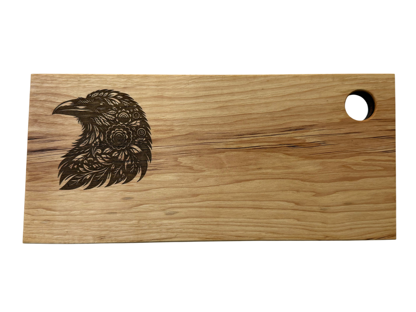 Serving Board - Canadian Hickory Wood - Flower Raven