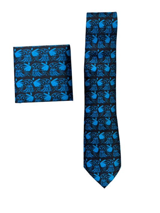 Tie - Silk - Hummingbird All Over - Blue