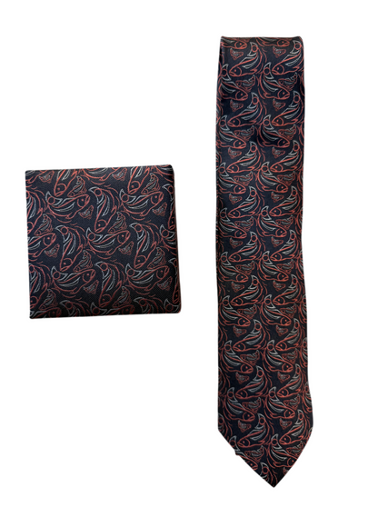 Tie - Silk - Salmon - Red Black