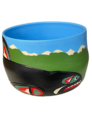 Ceramic Pot - Medium - Orca - Blue & Green