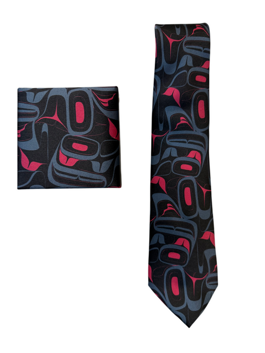 Tie - Silk - Eagle - Red & Navy