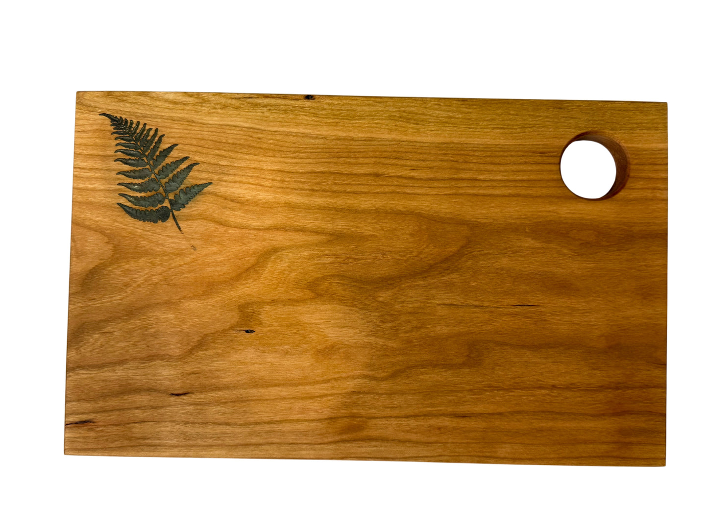 Serving Board - Canadian Cherry Wood - Green Fern