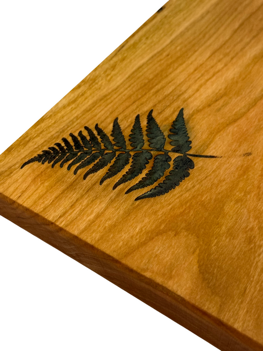 Serving Board - Canadian Cherry Wood - Green Fern