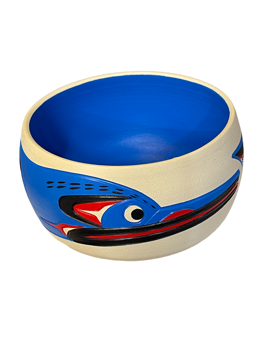 Ceramic Pot - Medium - Hummingbird - Blue & Red