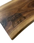 Serving Board - Canadian Walnut Wood - Live Edge - Flower Bear