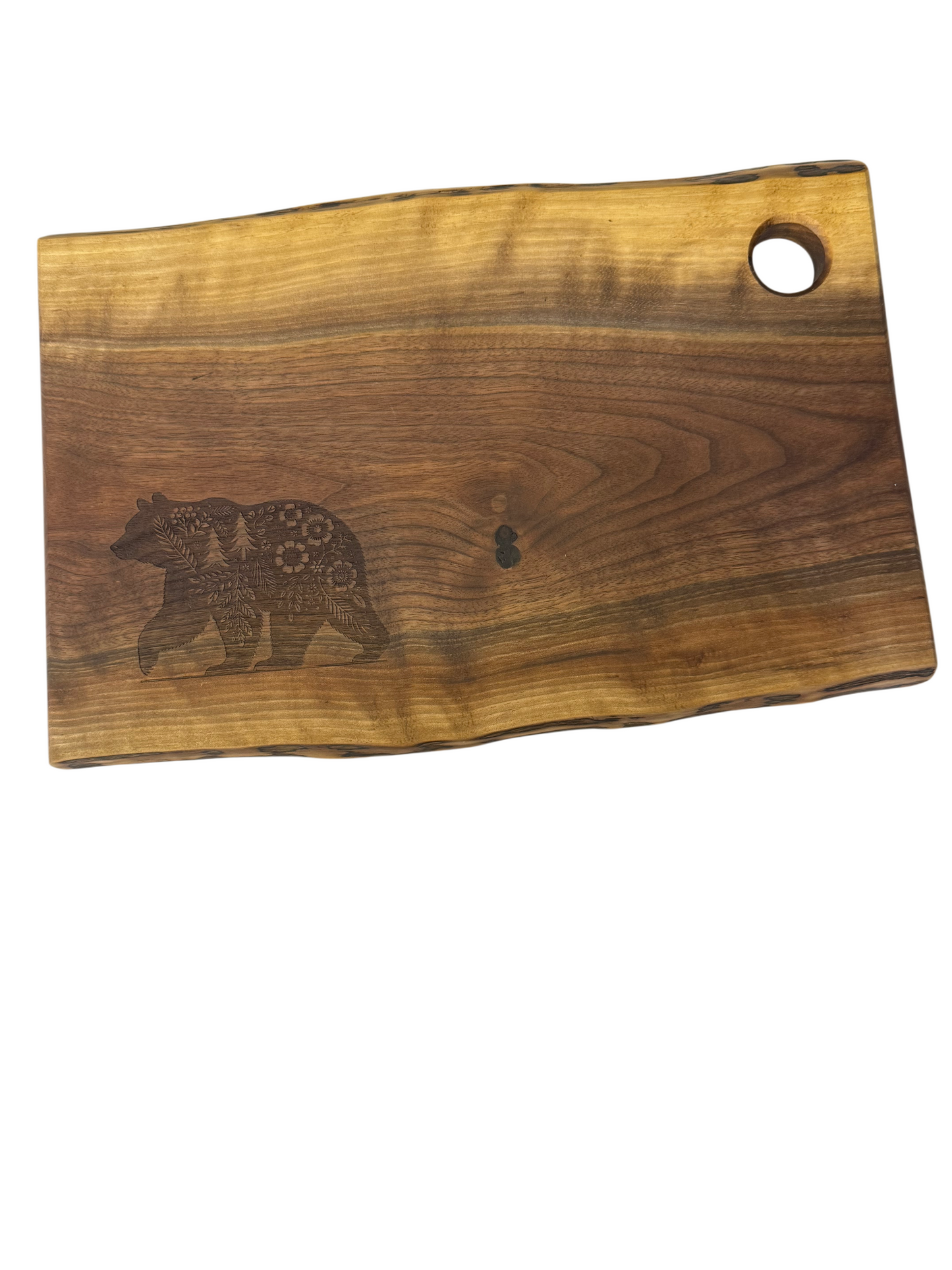 Serving Board - Walnut - Live Edge - Flower Bear