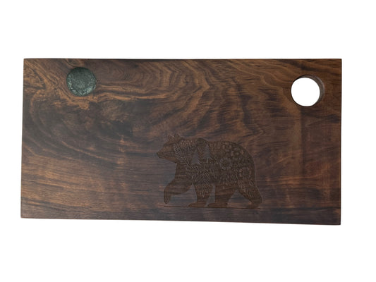 Serving Board - Canadian Walnut Wood - Flower Bear