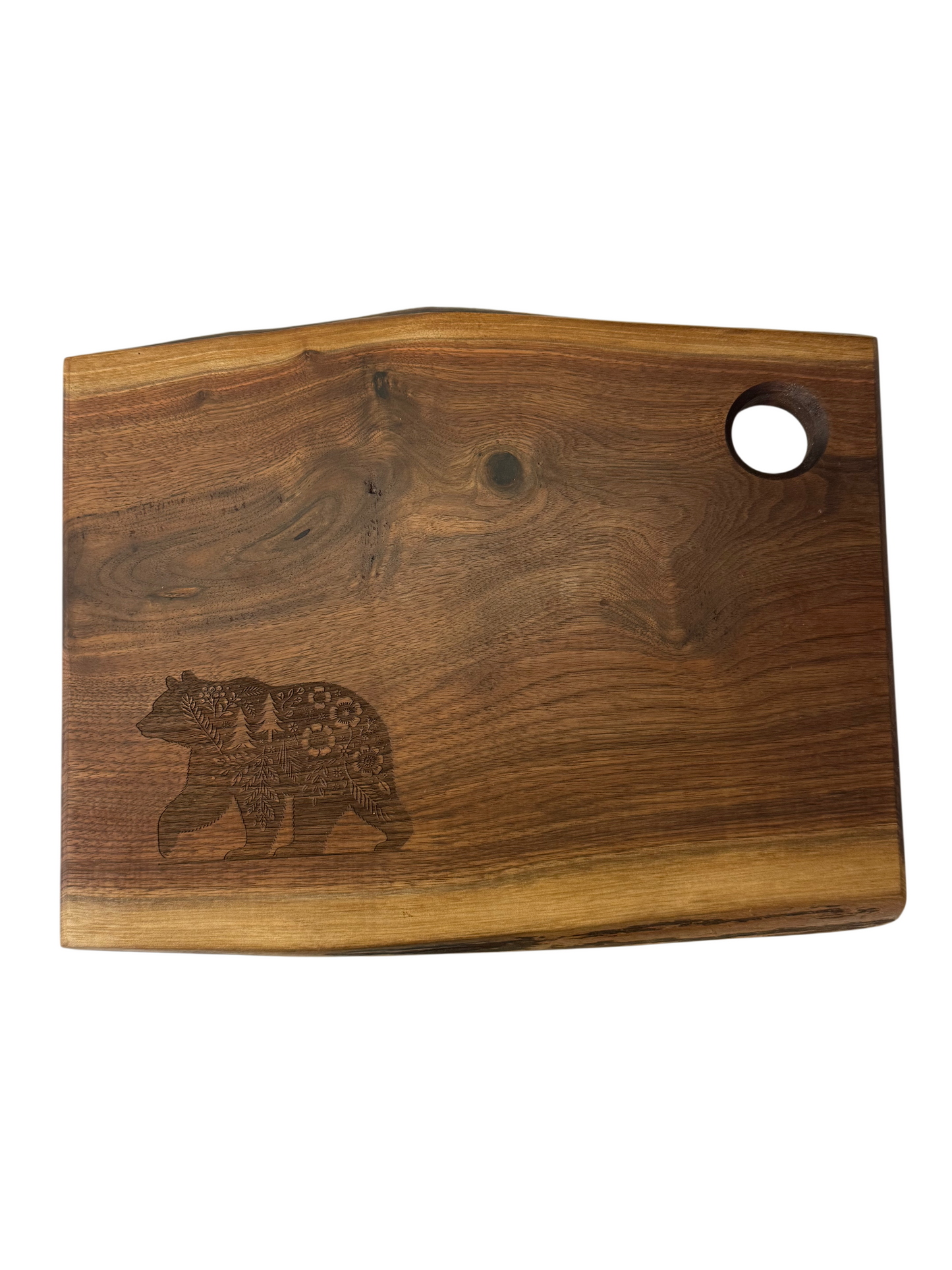 Serving Board - Walnut - Live Edge - Flower Bear