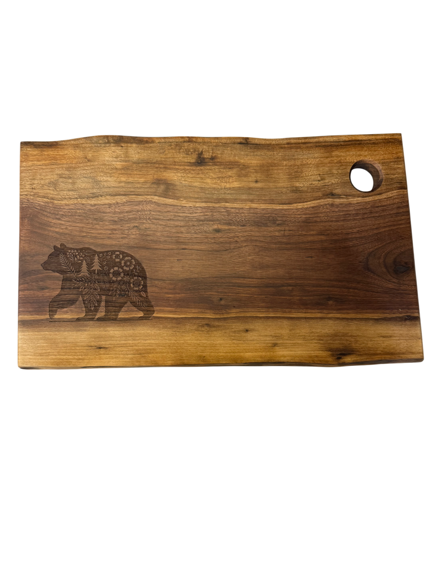 Serving Board - Walnut - Live Edge - Flower Bear