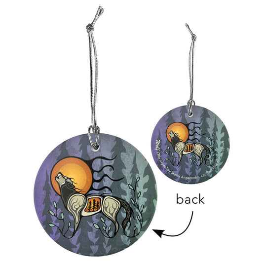 Ornament - Ceramic - Flat -  Wolf (Ma'iingan)