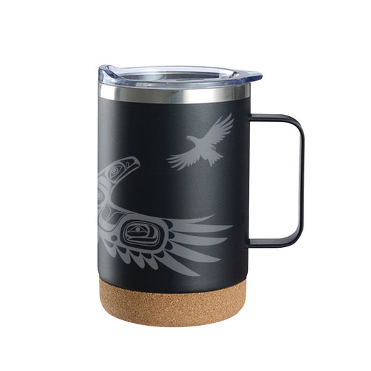 Travel Mug - Handle - Cork Base - 16oz - Soaring Eagle