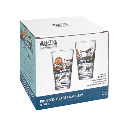 Printed Glass Tumbler Set - All My Relatives (Indinawemaaganidag)