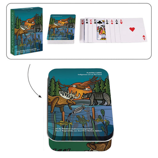 Playing Cards - Metal Tin - All My Relatives (Indinawemaaganidag)