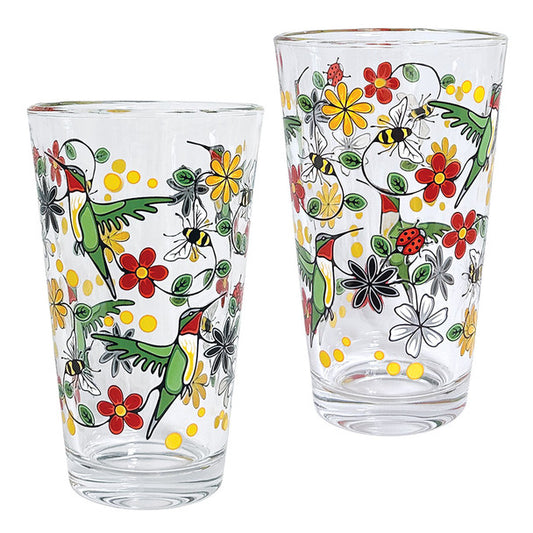Printed Glass Tumbler Set - Hummingbird (Nenookaasi)