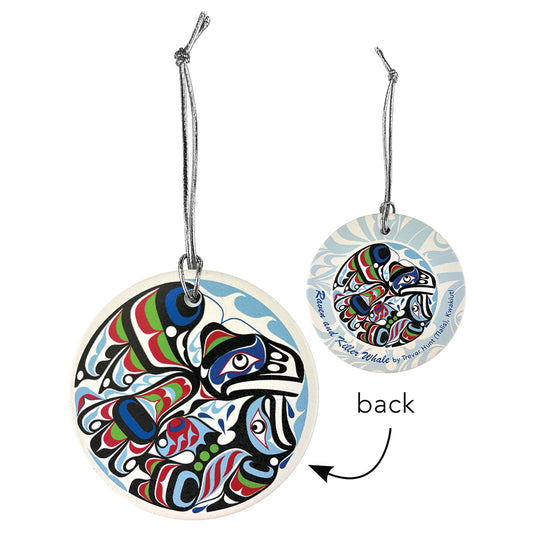 Ornament - Ceramic - Flat -  Raven & Killer Whale