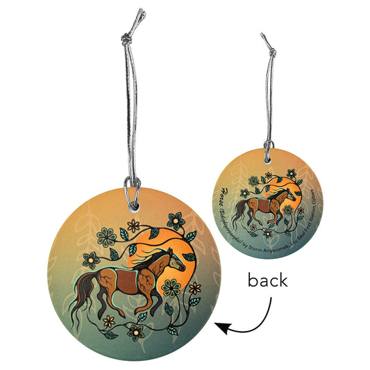 Ornament - Ceramic - Flat -  Horse (Bebezhigooganzhii)