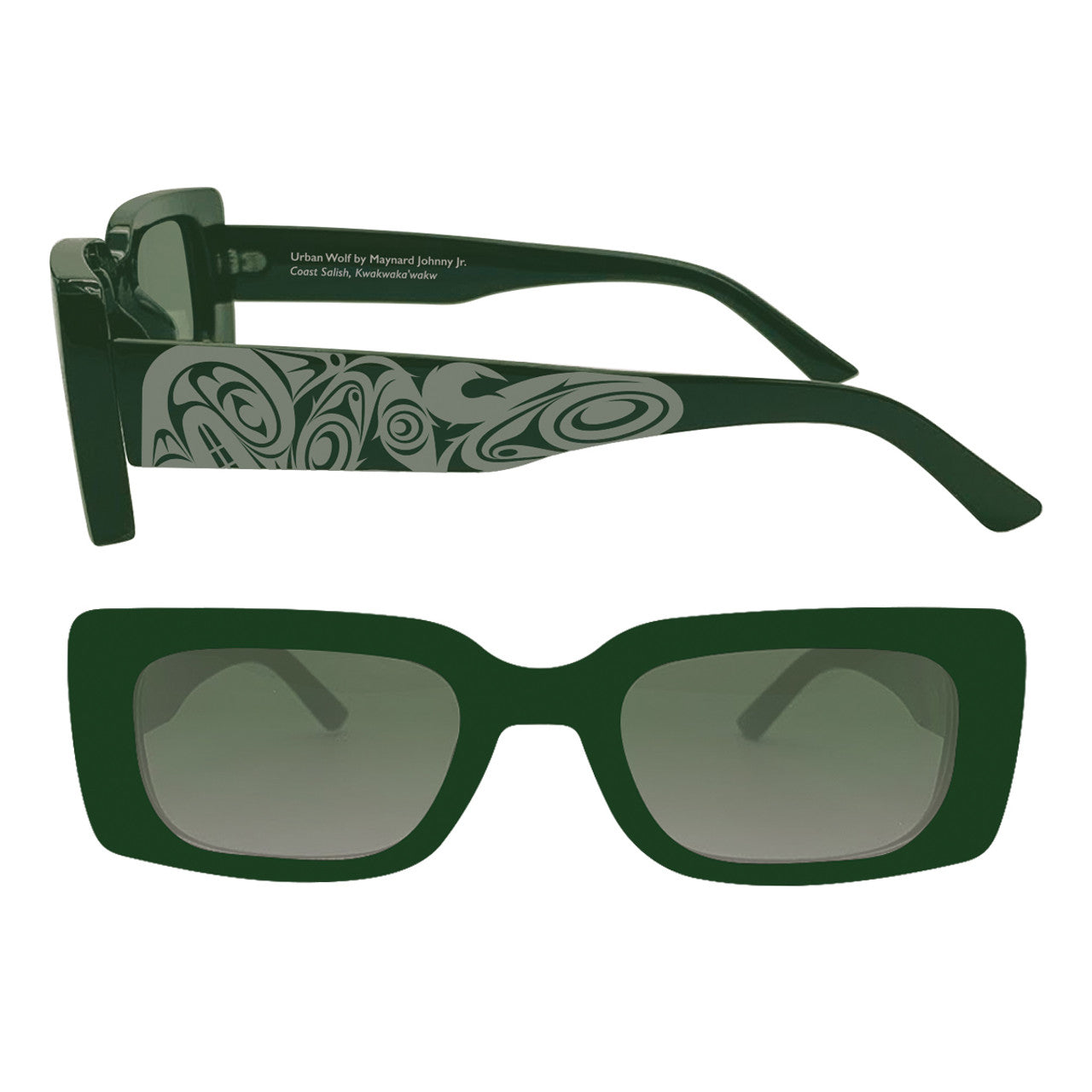 Sunglasses - Rectangle - Green - Urban Wolf