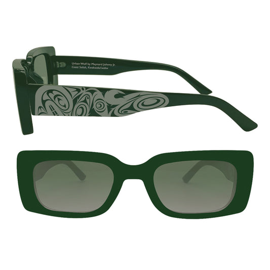 Sunglasses - Rectangle - Green - Urban Wolf