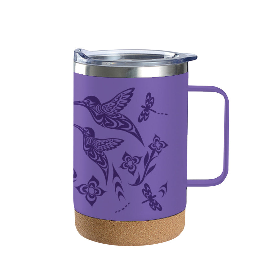 Travel Mug - Handle - Cork Base - 16oz - Hummingbird