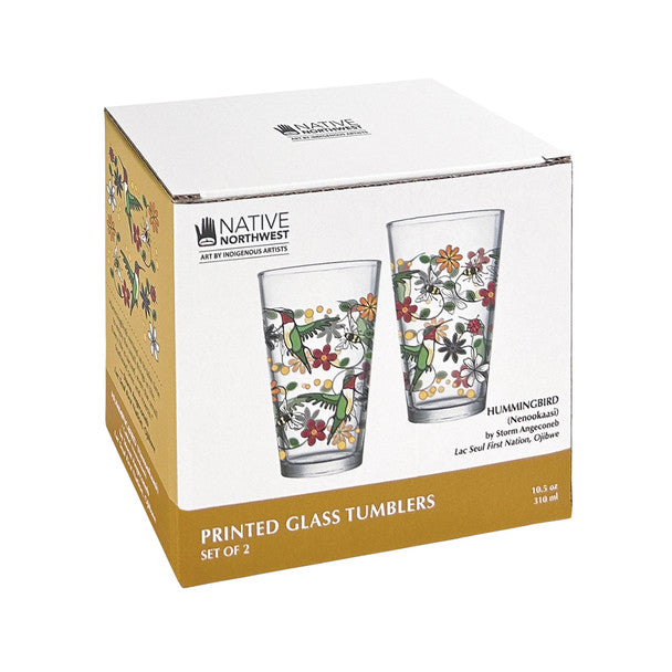 Printed Glass Tumbler Set - Hummingbird (Nenookaasi)
