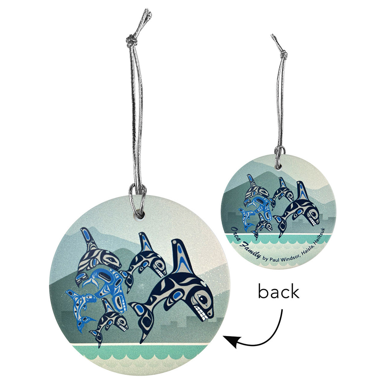 Ornament - Ceramic - Flat - Orca Family