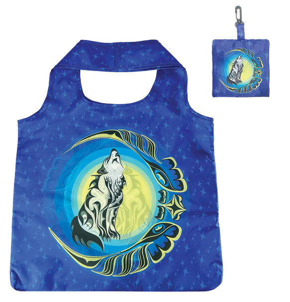 Shopping Bag - Folding - Spirit Wolf and Eagle Moon