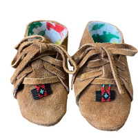 Moccasins - Infant - Suede - Brown - Black, Red, Blue Geometric