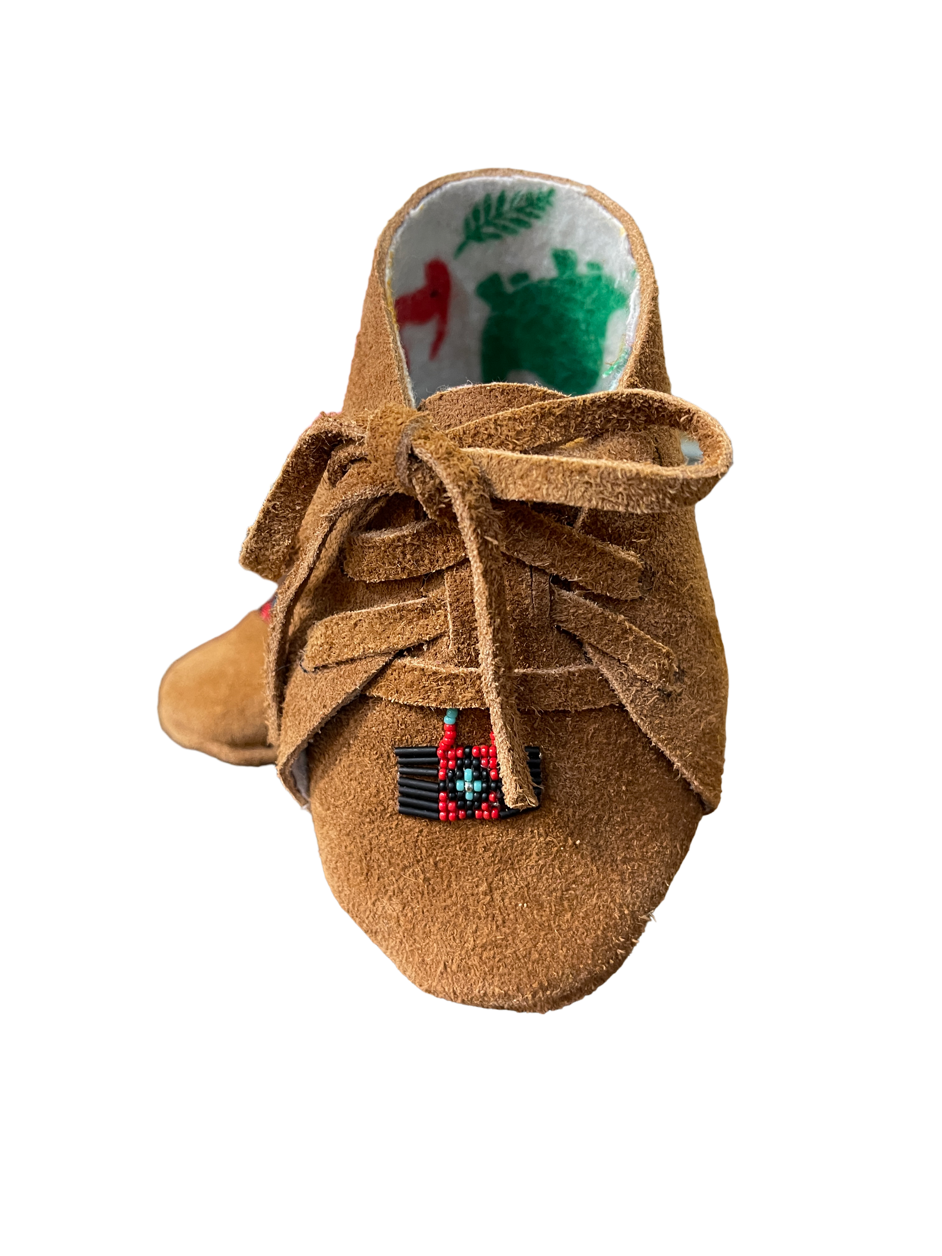 Moccasins - Infant - Suede - Brown - Black, Red, Blue Geometric