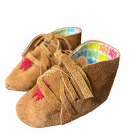 Moccasins - Infant - Suede - Brown - Red Geometric