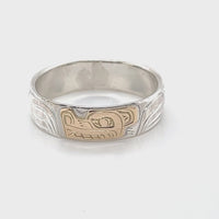 Ring - Gold and Silver - 1/4" - Wolf - Size 11.75