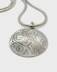 Pendant - Sterling Silver - Round - 25mm - Hummingbird