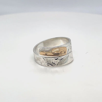Ring - Gold and Silver - 3/16" - Wrap - Hummingbird - Size 6