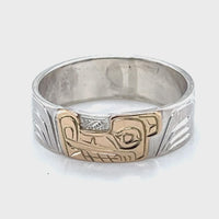 Ring - Gold and Silver - 1/4" - Wolf - Size 8
