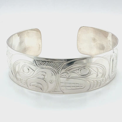 Bracelet - Sterling Silver - 3/4" - Eagle & Orca - Longer Length