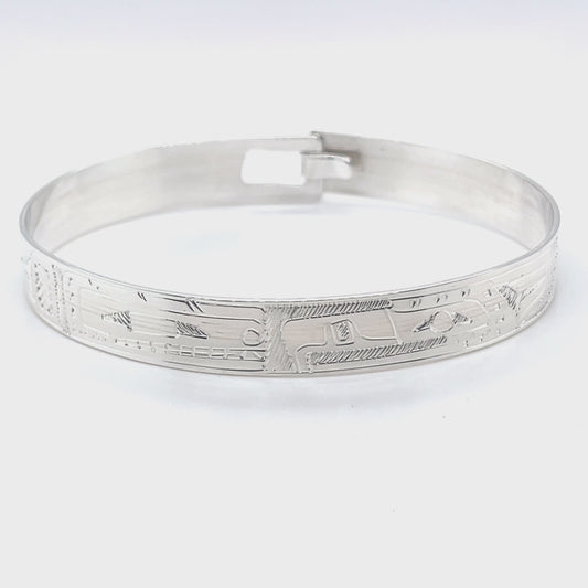 Bangle - Sterling Silver - 3/8" - Orca & Eagle