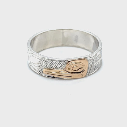 Ring - Gold and Silver - 1/4" - Hummingbird - Size 10