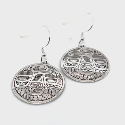 Earrings - Sterling Silver - Round - Raven