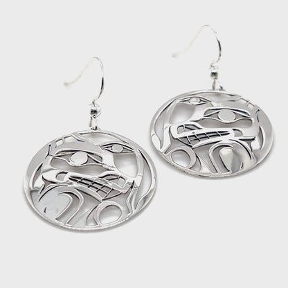 Earrings - Sterling Silver - Round - Wolf Moon