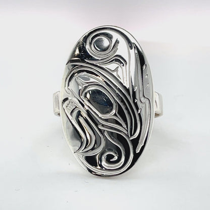 Ring - Sterling Silver - Oval - Thunderbird - size 12