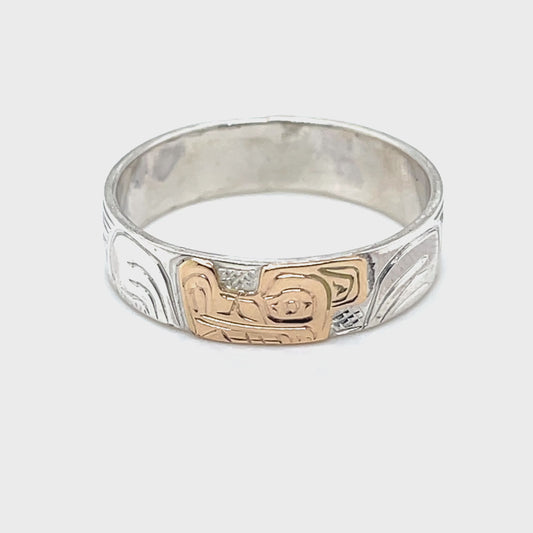 Ring - Gold and Silver - 1/4" - Wolf - Size 12