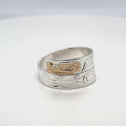 Ring - Gold and Silver - 3/16" - Wrap - Wolf - Size 9
