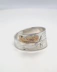 Ring - Gold and Silver - 3/16" - Wrap - Wolf - Size 9