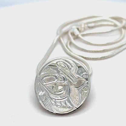 Pendant - Sterling Silver - Oval - Hummingbird