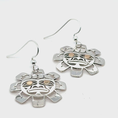 Earrings - Gold & Silver - Cutout - Sun